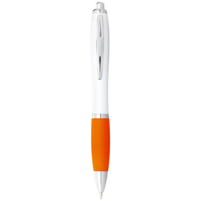 NASH BALL PEN WHITE BARREL AND COLOUR GRIP (BLUE INK) in White & Orange