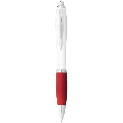 NASH BALL PEN WHITE BARREL AND COLOUR GRIP (BLUE INK) in White & Red