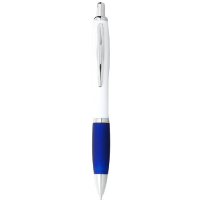 NASH BALL PEN WHITE BARREL AND COLOUR GRIP (BLUE INK) in White & Royal Blue