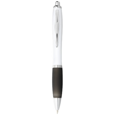 NASH BALL PEN WHITE BARREL AND COLOUR GRIP (BLUE INK) in White & Solid Black