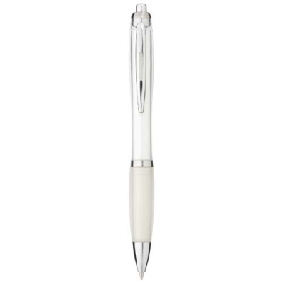 NASH BALL PEN with Colour Barrel & Grip in Clear Transparent White