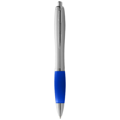 NASH BALL PEN with Silver Barrel & Colour Grip in Silver & Royal Blue