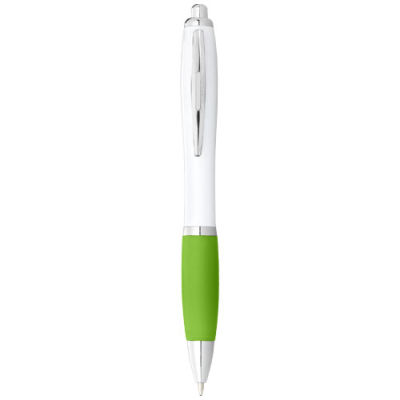 NASH BALL PEN with White Barrel & Colour Grip (Black Ink) in White & Lime