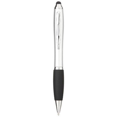 NASH COLOUR STYLUS BALL PEN with Black Grip in Silver & Solid Black