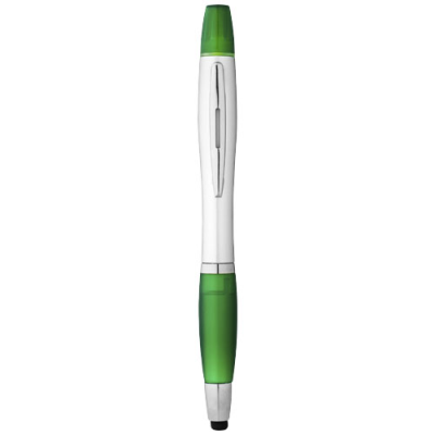 NASH STYLUS BALL PEN AND HIGHLIGHTER in Silver & Green