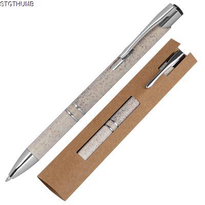 NATURE BALL PEN with Silver Applications in Beige