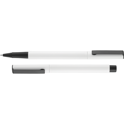 OVAL METAL ROLLERBALL PEN (LINE COLOUR PRINT)