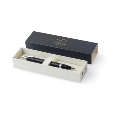 PARKER IM BRASS & SILVER CHROME ROLLERBALL PEN  in Black