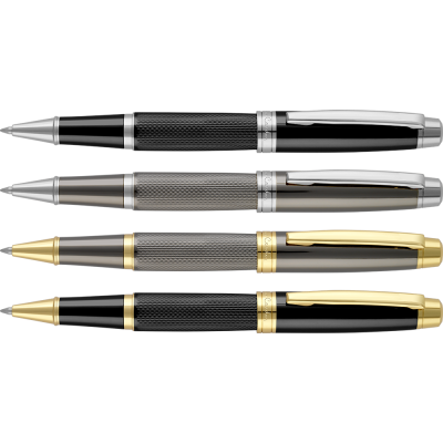 PIERRE CARDIN ACADEMIE ROLLERBALL PEN - BLACK & CHROME (LASER ENGRAVED)