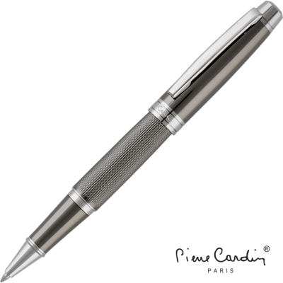 PIERRE CARDIN ACADEMIE ROLLERBALL PEN - GUNMETAL & CHROME (LINE COLOUR PRINT)