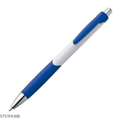 PLASTIC BALL PEN in White & Blue