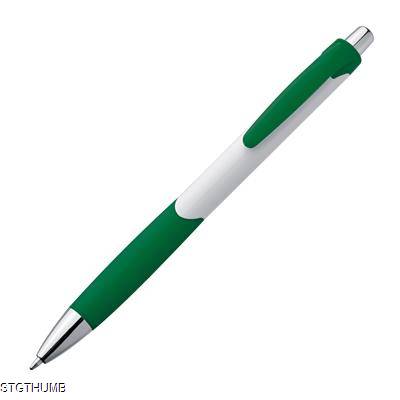 PLASTIC BALL PEN in White & Green