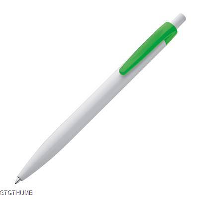 PLASTIC BALL PEN in White & Green