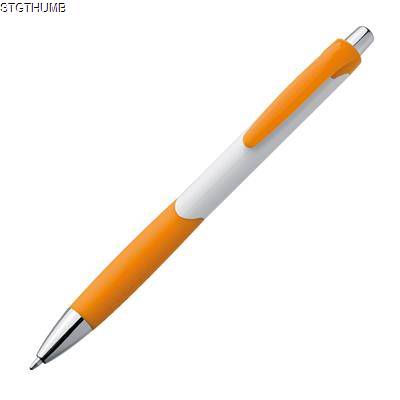 PLASTIC BALL PEN in White & Orange