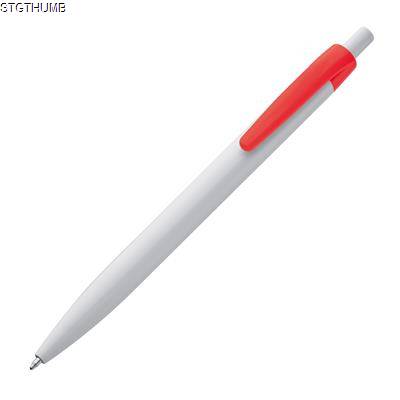 PLASTIC BALL PEN in White & Red