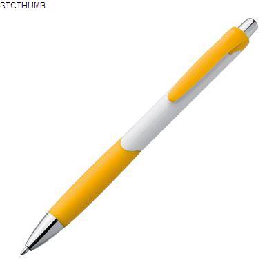 PLASTIC BALL PEN in White & Yellow