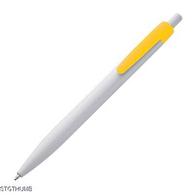 PLASTIC BALL PEN in White & Yellow