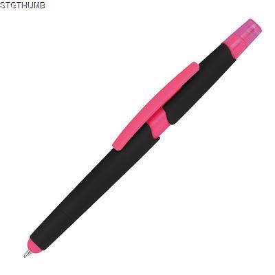 PLASTIC BALL PEN with Highlighter & Touch Function