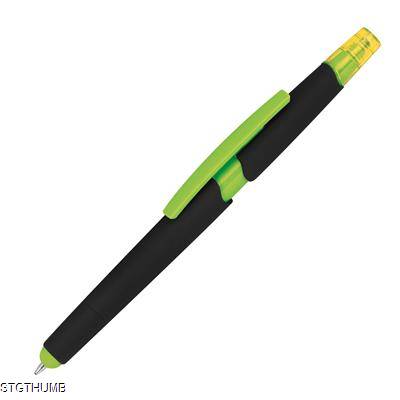 PLASTIC BALL PEN with Highlighter & Touch Function