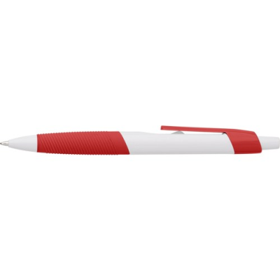 PLASTIC BALL PEN with Rubber Grip in Red