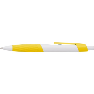 PLASTIC BALL PEN with Rubber Grip in Yellow