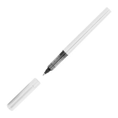 PLASTIC ROLLERBALL PEN with Ink in White