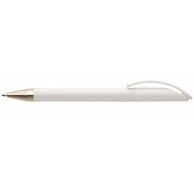 PRODIR TWIST ACTION BALL PEN in White Polished Finish with Silver Chrome Metal Nose Cone