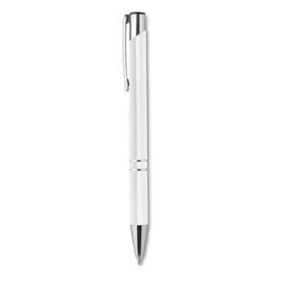 PUSH BUTTON PEN with Black Ink in White