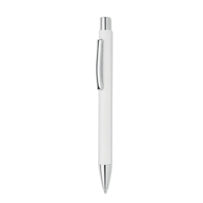 RECYCLED PAPER PUSH BALL PEN in White