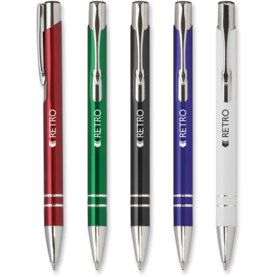 RETRO PUSH BUTTON ACTION METAL BALL PEN