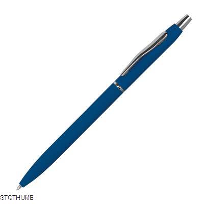 RUBBER COATED BALL PEN in Blue