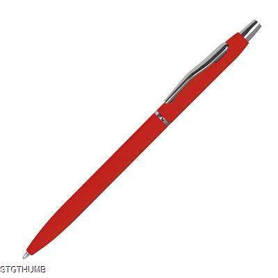 RUBBER COATED BALL PEN in Red