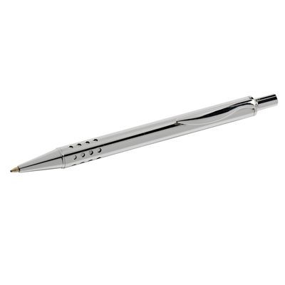 SILVER CHROME METAL BALL PEN with Hole Design Grip Section