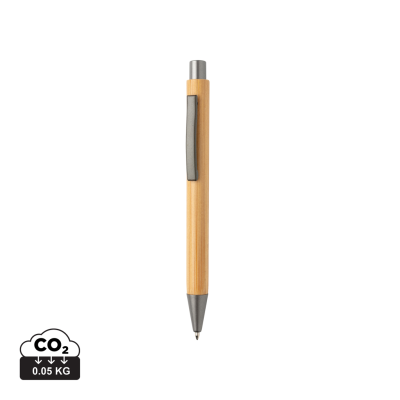 SLIM DESIGN BAMBOO PEN in Brown, Silver