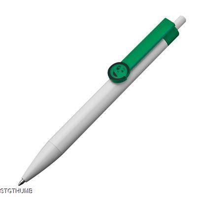 SMILEY BALL PEN with Clip in Green