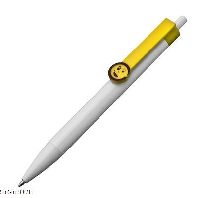 SMILEY BALL PEN with Clip in Yellow