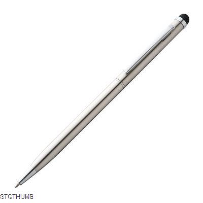 STAINLESS STEEL METAL BALL PEN & STYLUS in Grey