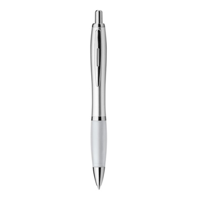 SWING BALL PEN with Metal Clip in White