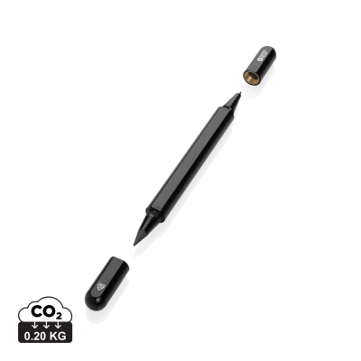 SWISS PEAK STORM RCS RECYCLED ALUMINUM DUAL TIP PEN in Black