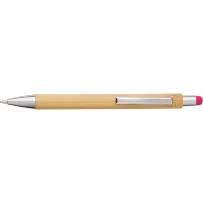 THE LEX - BAMBOO AND PLASTIC BALL PEN in Fuchsia