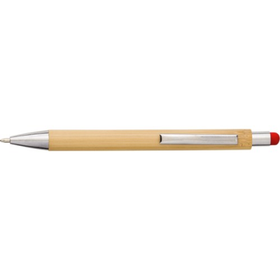 THE LEX - BAMBOO AND PLASTIC BALL PEN in Red