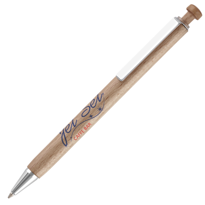 TOP HAT BALL PEN - WOOD - SILVER CHROME