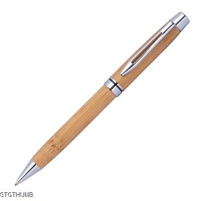 WOOD BALL PEN with Metal Applications in Beige