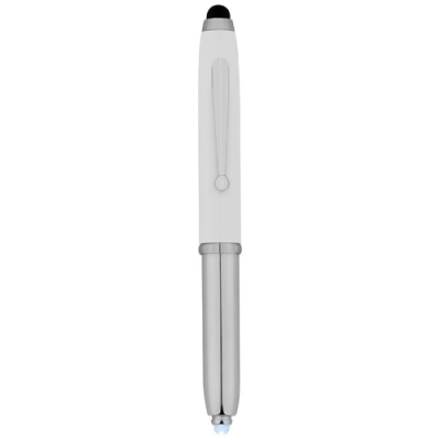 XENON STYLUS BALL PEN with LED Light in White & Silver