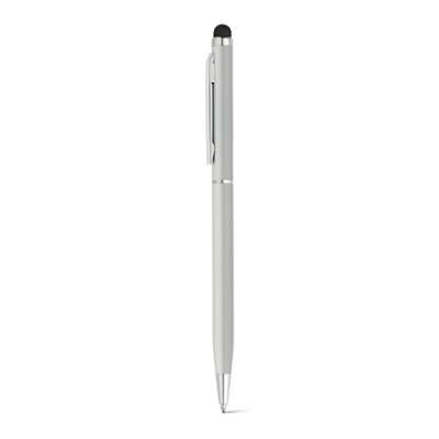 ZOE ALUMINIUM METAL BALL PEN with Twist Mechanism & Touch Tip in Satin Silver