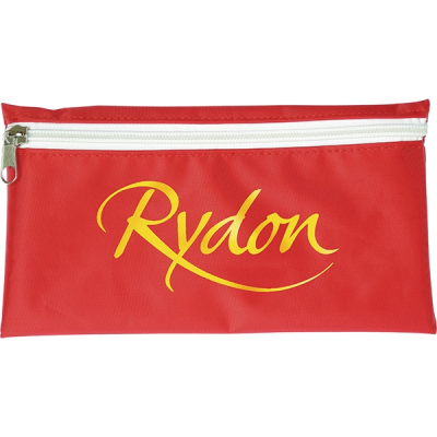 NYLON PENCIL CASE in Red with White Zip