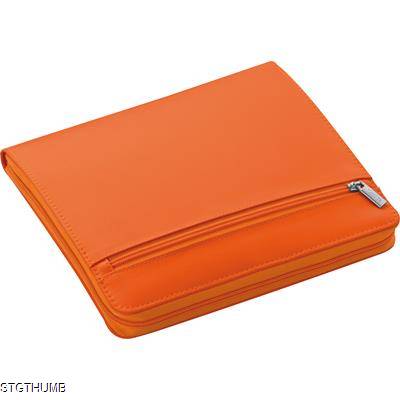 NYLON WRITING CASE with Zipper in Orange