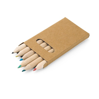 BIRD PENCIL BOX with 6 Colour Pencil Set in Natural