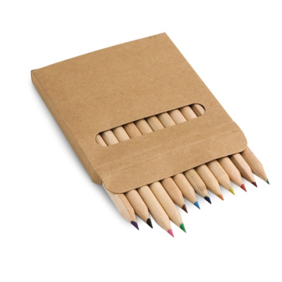 COLOUR PENCIL BOX with 12 Colour Pencil Set in Natural