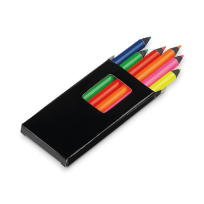 MEMLING PENCIL BOX with 6 Colour Pencil Set in Black